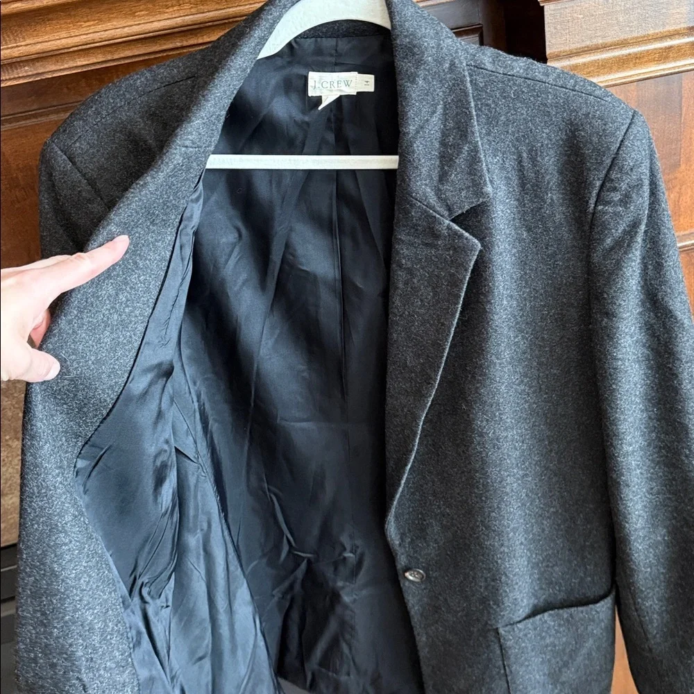 J Crew dark gray wool menswear inspired boyfriend style single button blazer 14